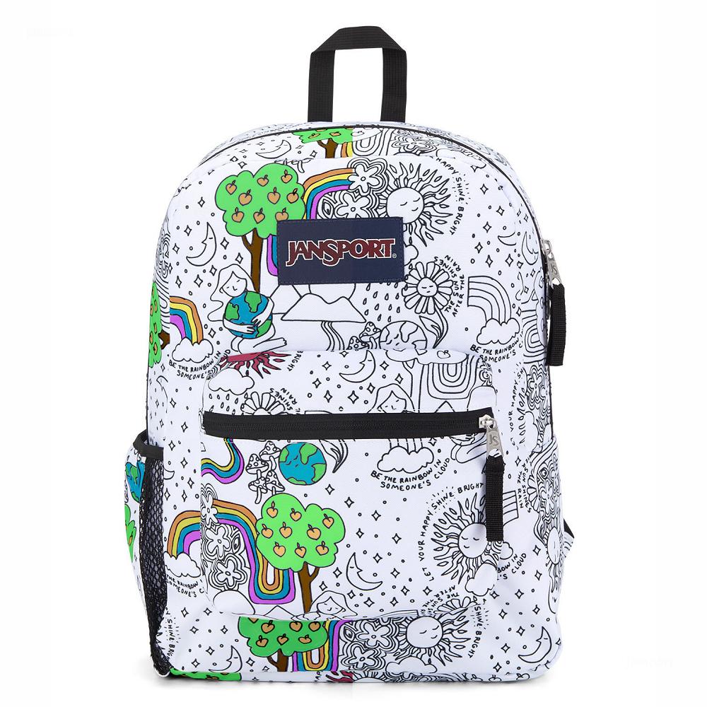 Zaini Scuola JanSport CROSS TOWN Bianche Nere | IT_JS421